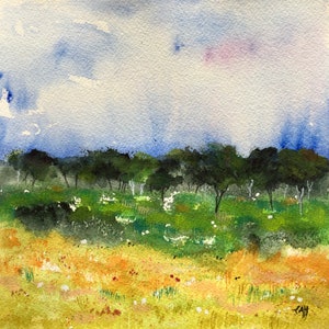 Aquarelle originale, après-midi d'été image 3