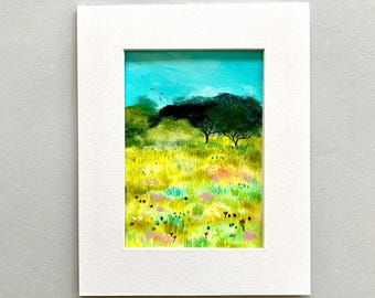 Original Acrylic Painting, Wild flower meadow