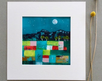 Original Abstract Landscape Painting, "Moonlight"