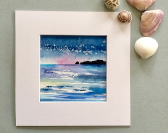 Small original watercolour painting, Starry Sky