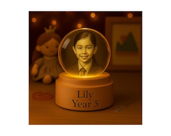 Personalised 3D Photo Crystal Music Box Lamp | Custom Pet Light Keepsake