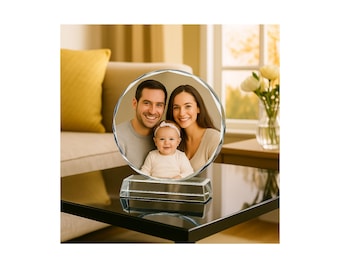 Personalised  3D K9 Crystal Photo Gift with Base – Custom Laser Engraved & UV Printing Keepsake