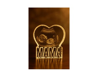 Personalised Heart Crystal Photo Gift | LOVE & Mama Base | Laser Engraved or UV Printed