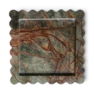 Scalloped Marble Vanity Tray: Decorative Jewelry & Serving Tray