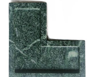 Handmade Green Marble L-Shape Tray: Decorative Home Decor