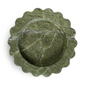 Handmade Rainforest Green Marble Tray: Scalloped Edge, Home Decor (8x8)