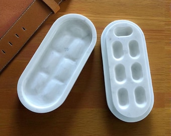 White Marble Pill Box: Handmade Seven Day Pill Organizer