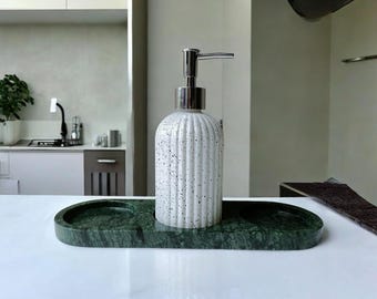 Handmade Green Marble Vanity Tray: Decorative Jewelry & Keys Tray