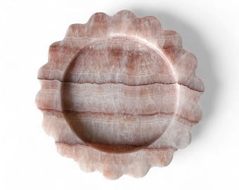 Scalloped Decorative Round Onyx Marble Tray, Beautiful Serving Marble  Scalloped Jewellery Tray, for Gift Home Decor
