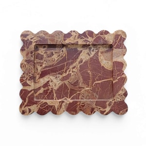Scalloped Cherry Marble Tray: Decorative Jewelry & Serving Tray