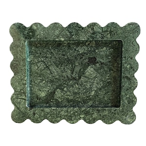 Green Marble Scalloped Tray: Decorative Jewelry & Serving Tray
