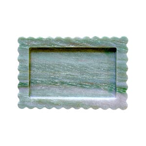 Aventurine Marble Tray: Pale Green Scalloped Edge, Decorative Serving Tray (12x8 Inches)