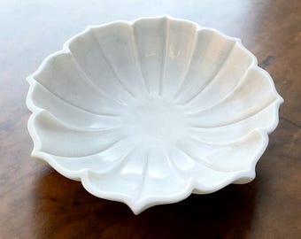 Handmade White Marble Wave Bowl: 12 Inch Decorative Fruit Bowl
