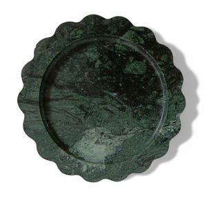 Green Marble Scalloped Tray: 6 Inch Decorative Serving Tray