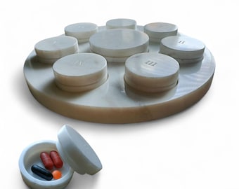 Handmade White Marble 7-Day Pill Organizer: Luxury Medicine Box