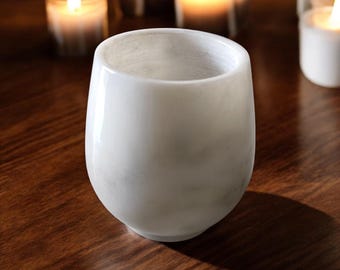 Handmade Marble Candle Stand: Elegant Home & Office Decor