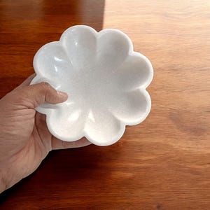 6 Inch Floral Decorative White Marble Ribbed Wave Ruffle Bowl Fruit Bowl for Home & Office, Gift for Someone you Love