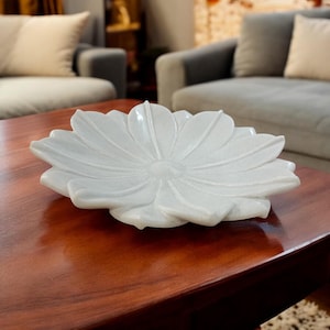 12 Inch Decorative White Marble Ribbed Wave Ruffle Bowl Fruit Bowl for Office and Home, Gift for Someone you Love