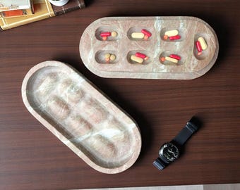 Luxury Marble CAPSULE Pill Box – Light Pink Stone Organiser for Pills, Earrings, Small Items Marble Decor