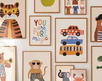 200 Kids Wall Art Prints – Nursery Digital Download, Playroom Animal Posters, Baby Room Decor, Toddler Printable Art Set