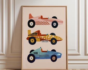 Decorazione murale per cameretta dei ragazzi / bambini, download digitale, stampa auto da corsa d'epoca