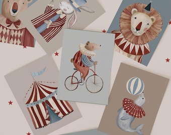 Vintage Circus Wall Art Set, 20 Printable Animal Prints, Whimsical Nursery Gallery, Retro Carnival Decor, Digital Download Poster Bundle
