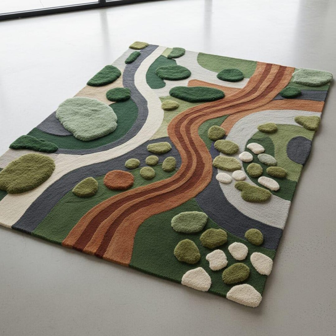 Hand-tufted Wool Area Rug: Abstract Landscape Design - Etsy