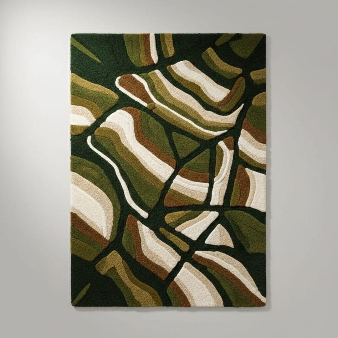 Modern Handcrafted Abstract Wool Rug With Organic Flow Design ...