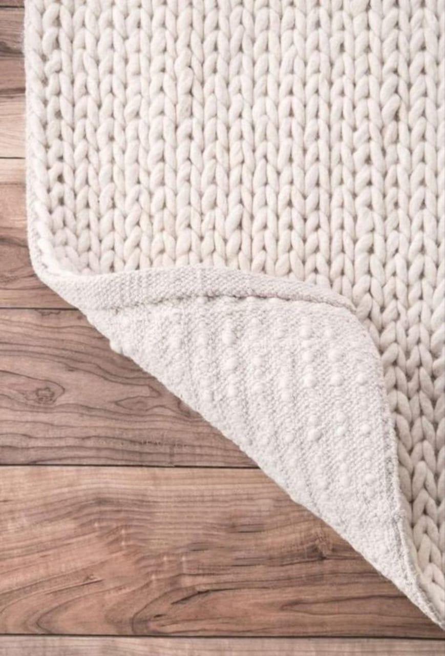 Handwoven Chunky Wool Rug – Premium Quality Cable Knit Texture ...