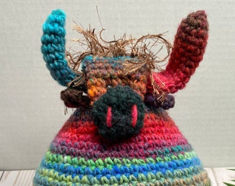 Highland Cow Stuffed Animal Toy Home Decor Crocheted 100% Noro Wool Noro Yarn
