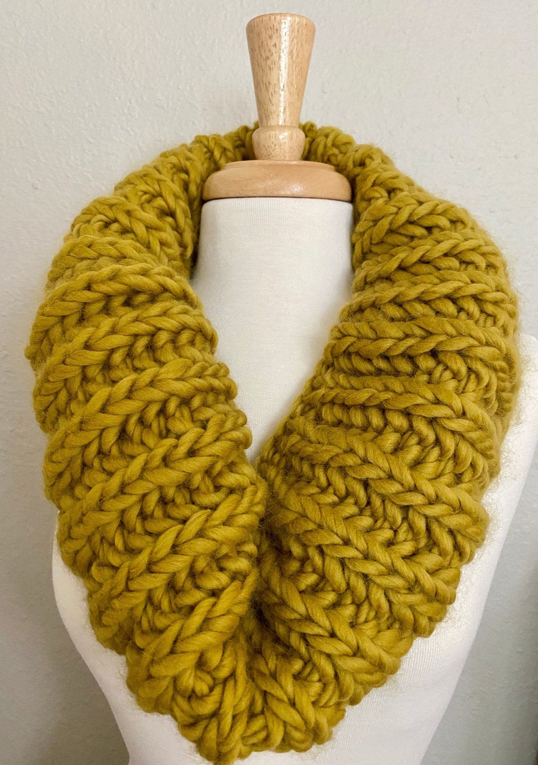 Mustard Yellow Cowl Super Soft Alpaca Merino Wool Infinity Scarf Hand ...