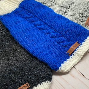 Dog Sweater with White Collar by Wooly Cow Knit Shop Hand Knit for Small Dog Wool & Acrylic