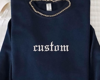 Personalized Old English Embroidered Sweatshirt, Custom Mom Dad Hoodie, Gothic Font Name Crewneck, Unisex Family Sweater