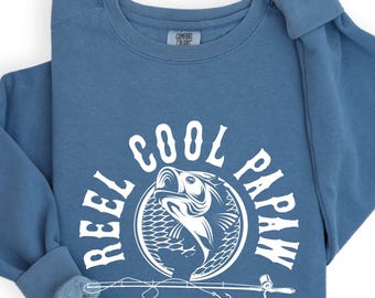 Custom Reel Cool Sweatshirt for Men, Papaw Fishing Crewneck, Dad Fishing Birthday Gift, Pop Sweater, Grandpa Fisherman Christmas Gift Sweat