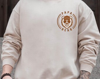 EMBROIDERY Papa Bear Hoodie, New Papa Gift Sweatshirt, Fathers Day Gift, Christmas Papa Gift, Papa Sweat, Papa Birthday Gift Sweater