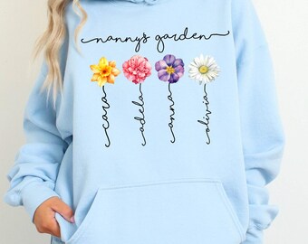 Custom Birthflower Sweatshirt, Grandchild Name Sweater, Mothers Day Gift Sweat, Mimi Sweatshirt, Grandma Mama Nana Gigi Sweat, Xmas Gift