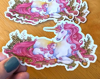 Mama Unicorn & Baby Sticker | Laminated Vinyl Die Cut Sticker | Fantasy Sticker for Laptop, Notebook, Water Bottle