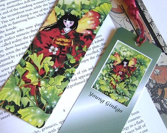 2x6 Inch Fantasy Art Bookmark with Tassel | Japanese Ginkgo Faerie | Book Lover Gift