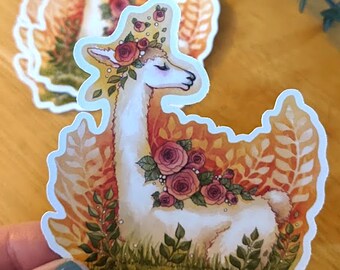 Llama Love Sticker | Laminated Vinyl Die Cut Sticker | Whimsical Sticker for Laptop, Notebook, Water Bottle