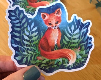 Baby Fox Sticker | Laminated Vinyl Die Cut Sticker | Cute Critter Sticker for Laptop, Notebook, Water Bottle