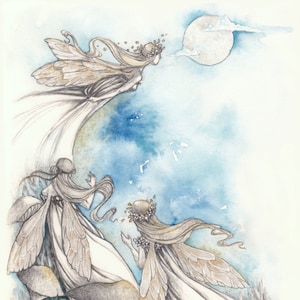 Fairy Art, Faerie Dance, Faerie Circles Mushrooms, Giclée Print; Fantasy Art Print