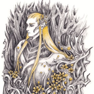 Elven King Giclée Print: Yellow Anemone Fantasy Art (5x7)