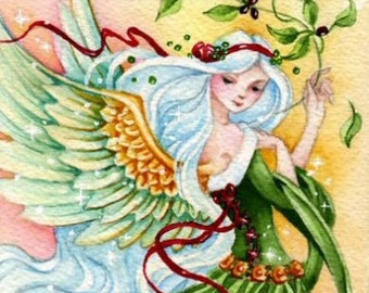 Christmas Angel Art Print "Of Peace & Light" Fantasy Art