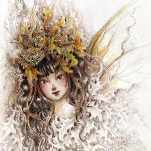 Fantasy Art Print, Autumn Faerie, Fairy, Fae
