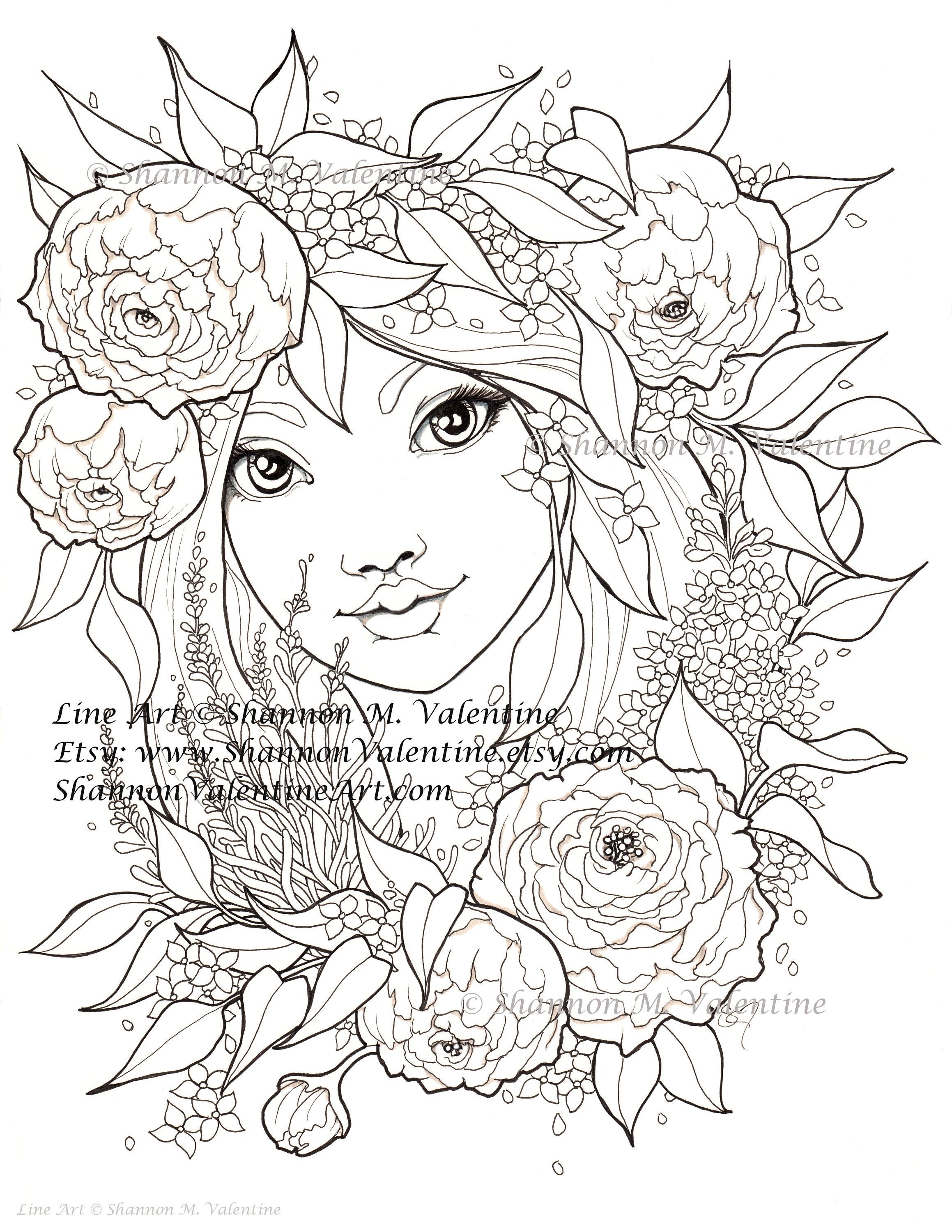 Printable Coloring Page Instant Digital Download Girl with | Etsy