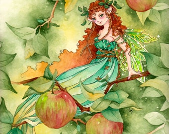 Fairy Art Print, "McIntosh", Apple Tree Faerie Art