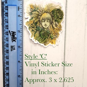 Unique Flower Girl Art Stickers 4 Styles Laminated Vinyl Die Cut Sticker Flowers & Feathers Notebook, Water Bottle image 8