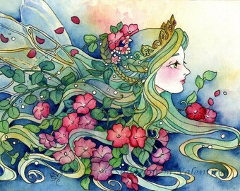 Fantasy Art Print "Titania" Queen of the Faeries Art Print