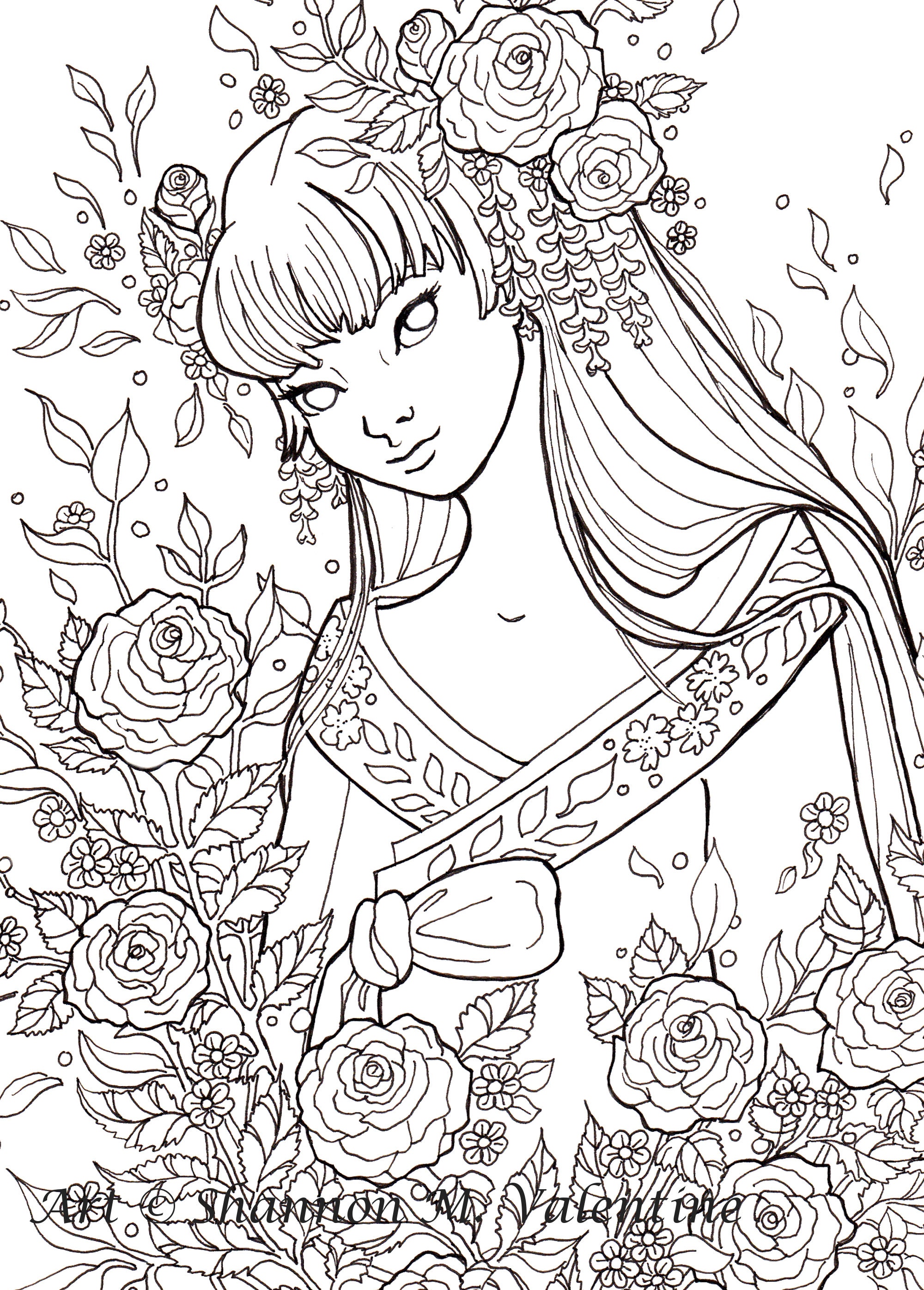 Printable Coloring Page Instant Digital Download Cute Girl | Etsy Canada