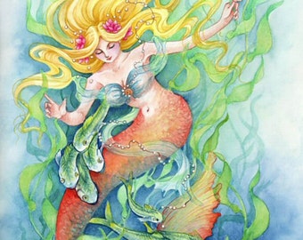 Fantasy Art Print Mermaid Print "Mermaid Dance"